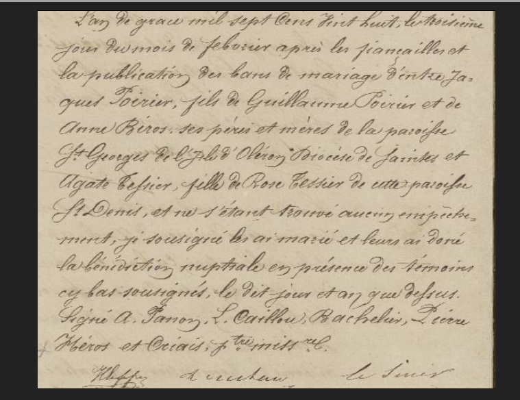 MARIAGE POIRIER JACQUES ET TESSIER AGATHE - AD 974