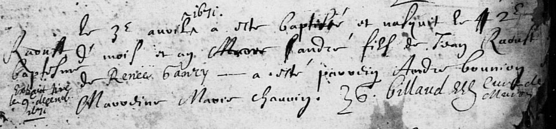 ACTE DE NAISSANCE - AD 17