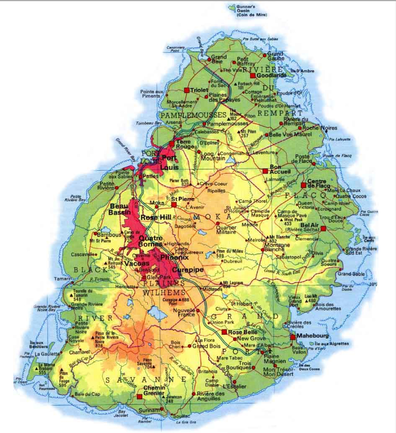 CARTE DE L'ILE MAURICE