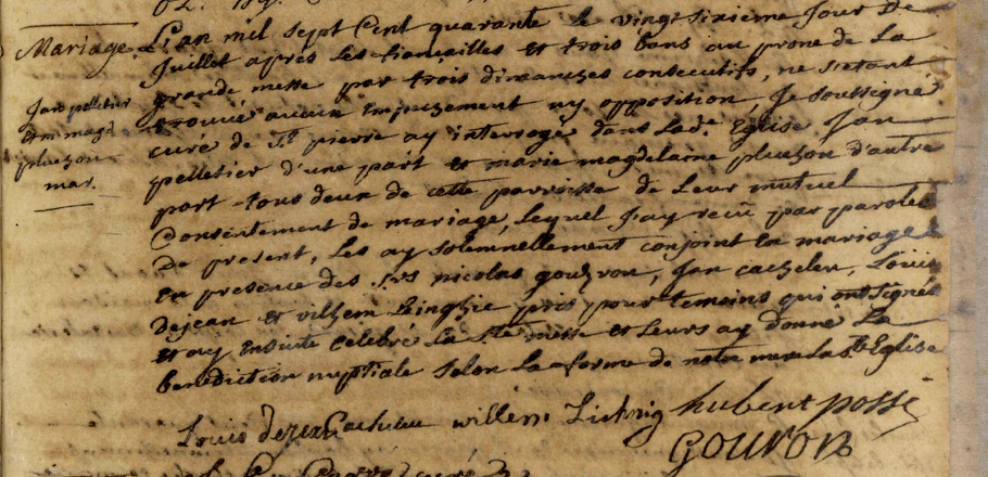 ACTE DE MARIAGE DE JEAN PELLETIER - AD 974