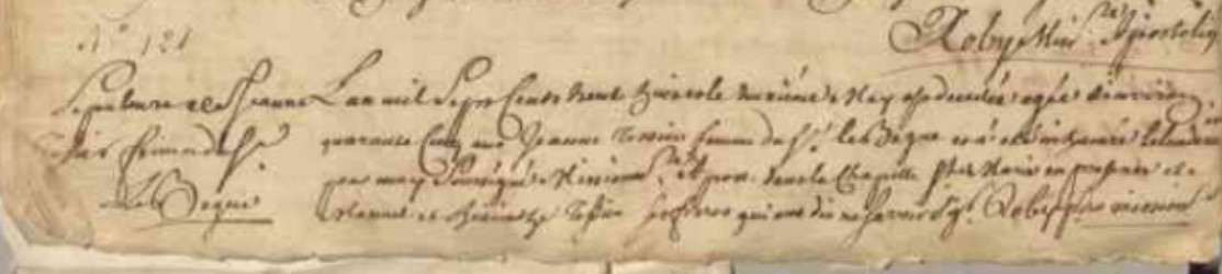 ACTE DE DECES DE TESSIER JEANNE - AD 974