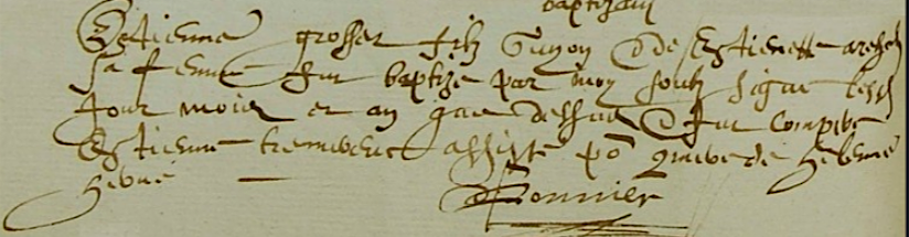 ACTE DE NAISSANCE DE SON GRAND PERE ESTIENNE GROSSET - AD 35