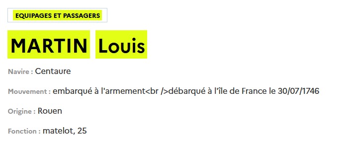 NOM DU PASSAGER MARTIN LOUIS - SITE LA MEMOIRE DES HOMMES