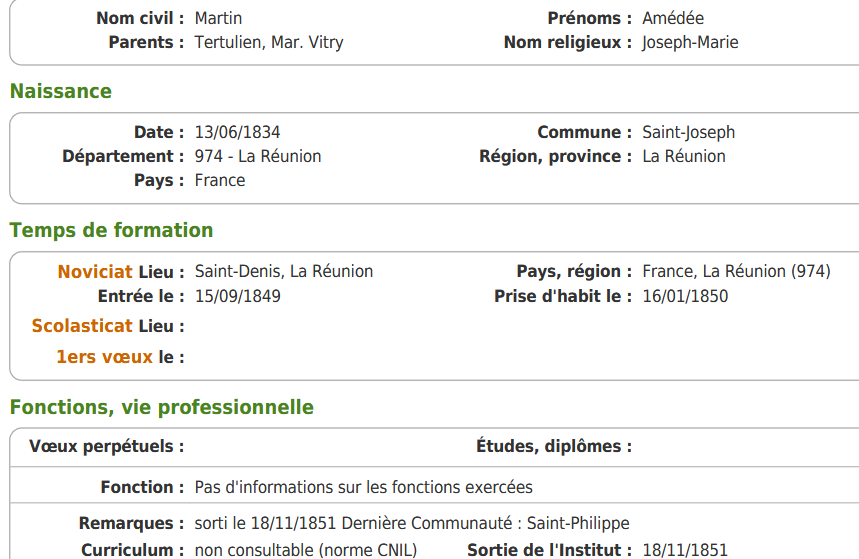 FICHE DE MARTIN LOUIS AMEDEE - ARCHIVES LASALLIENNES