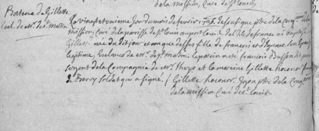 ACTE DE BAPTEME DE GILETTE - ANOM MAURICE