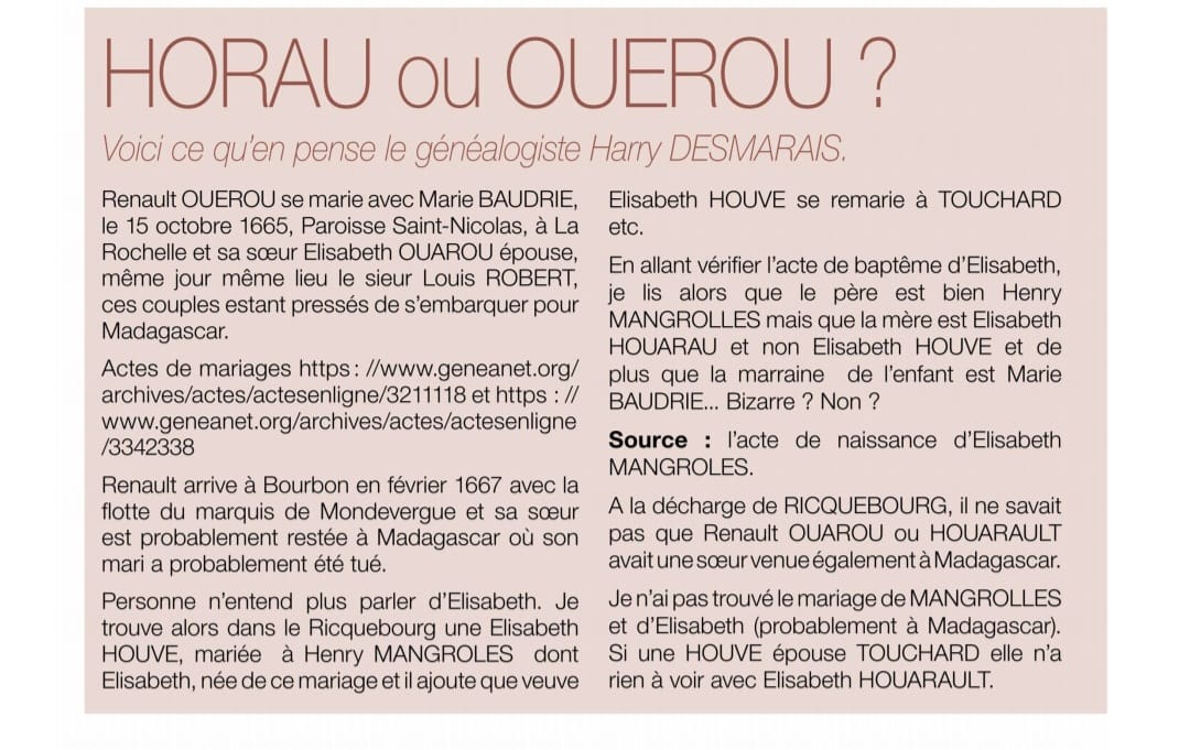 ORIGINE DU NOM HOARAU - BULLETIN DU CGB