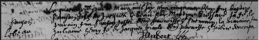 ACTE DE NAISSANCE DE SAMSON LEBEAU - AD 37